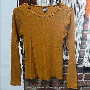 Old Navy Long-Sleeve Ribbed Top - Mustard Yellow